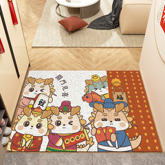 2024年龍年新年入戶地墊絲圈進門墊門口刮泥除塵pvc腳墊新款地毯