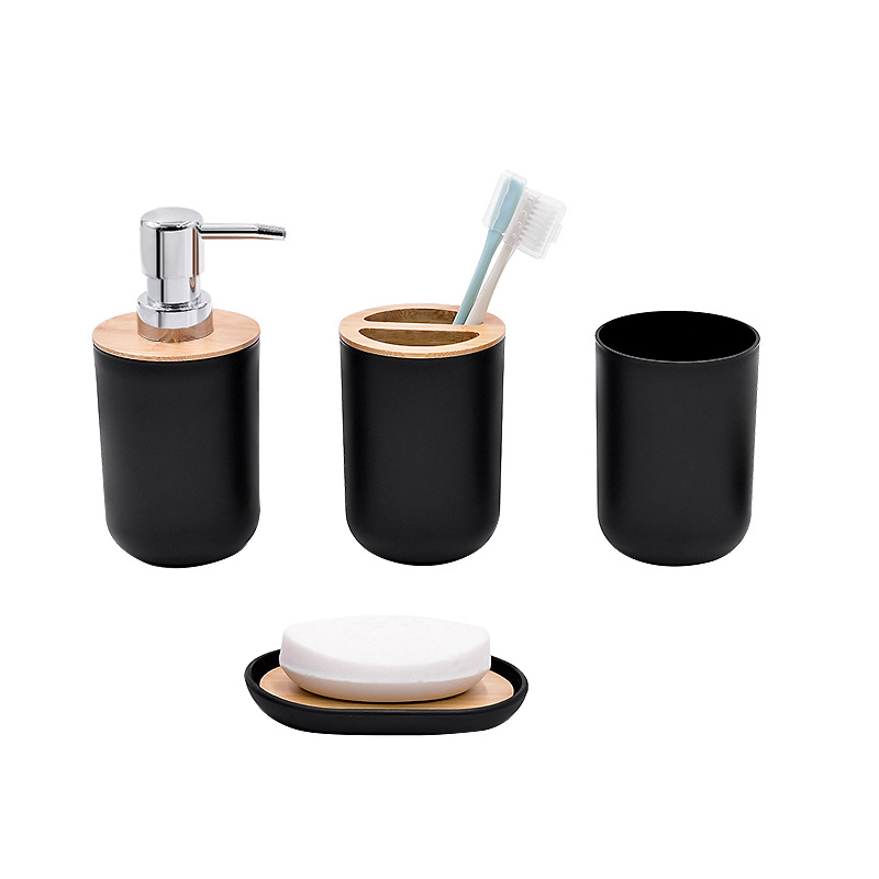 Moda Hotel artículos de tocador baño suministros de bambú de almacenamiento combinación traje de baño de cuatro piezas conjunto de seis piezas