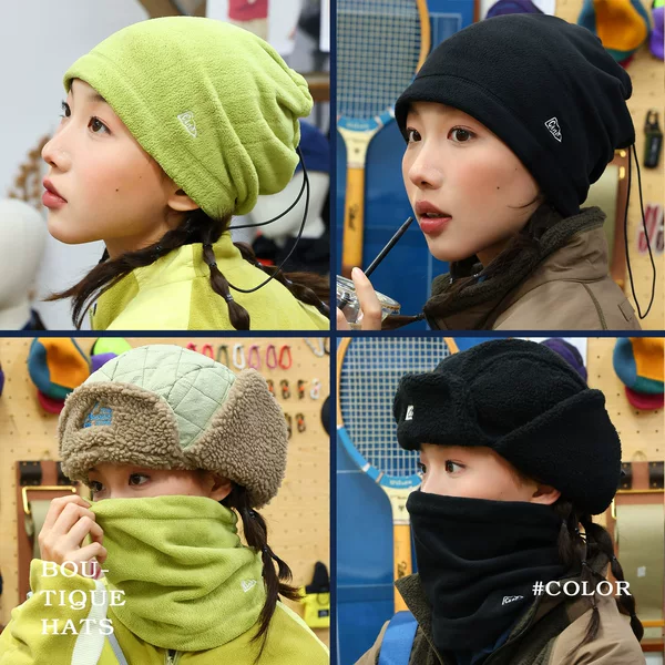 Versatile Drawstring Hooded Fleece Versatile Pullover Hat for Autumn and Winter, Unisex Warm and Cold-Proof Neck Gaiter Mask Trendy Hat