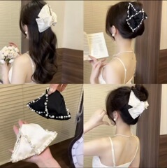女性用の軽くて豪華でエレガントなビーズクリップ、多用途で絶妙なハーフタイヘアシャーククリップ、ハイエンドのニッチヘアクリップ、新しい