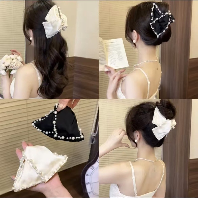 女性用の軽くて豪華でエレガントなビーズクリップ、多用途で絶妙なハーフタイヘアシャーククリップ、ハイエンドのニッチヘアクリップ、新しい|undefined