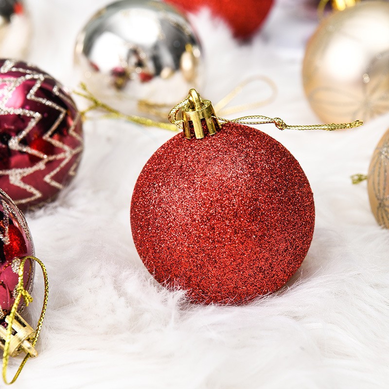 Navidad transfronteriza nueva 6cm30PCS bola de Navidad pintada de oro rojo atmósfera de Navidad decoración bola de plástico