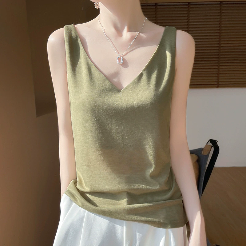 2025 Летний женский новый короткий облегающий v-образный воротник с двумя плечами