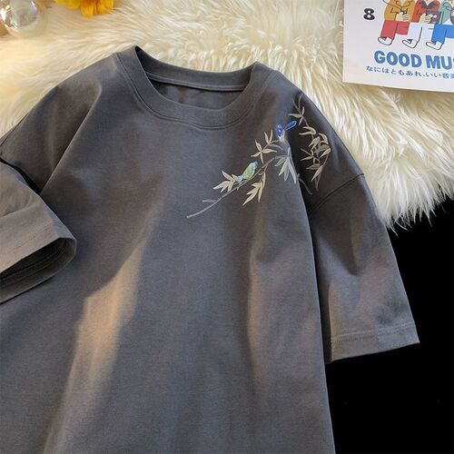 New Chinese-style heavy short-sleeved t-shirt men's summer fashion brand new pure cotton clothes, national style loose half-sleeve t-shirt