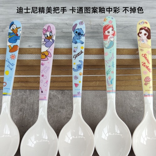 Disney children's tableware spoon, baby cartoon rice spoon, large eating spoon, melamine A5 spoon, drop-resistant and insulated spoon
