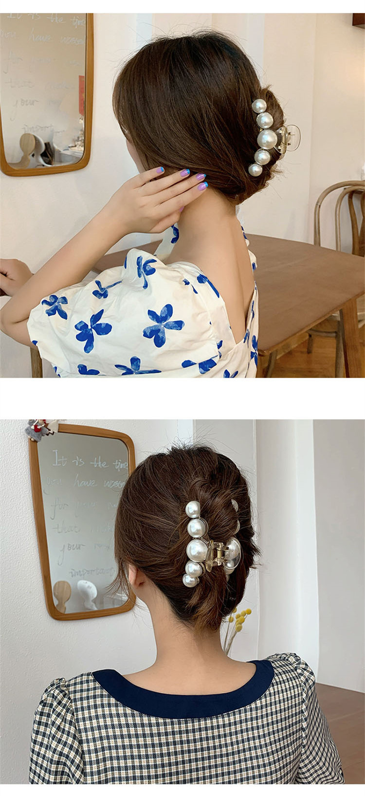 Perlen-Haarspange für den Hinterkopf, Bade-Greif-Clip, groß, koreanischer, eleganter Hai-Clip, Haargreifer, Haarnadel-Clip, Kopfbedeckung_voghion.com