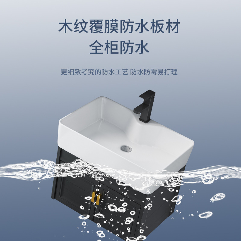 Pequeño espacio apartamento de aluminio gabinete de baño combinación integrada lavabo de cerámica mini lavabo baño lavabo combinación gabinete