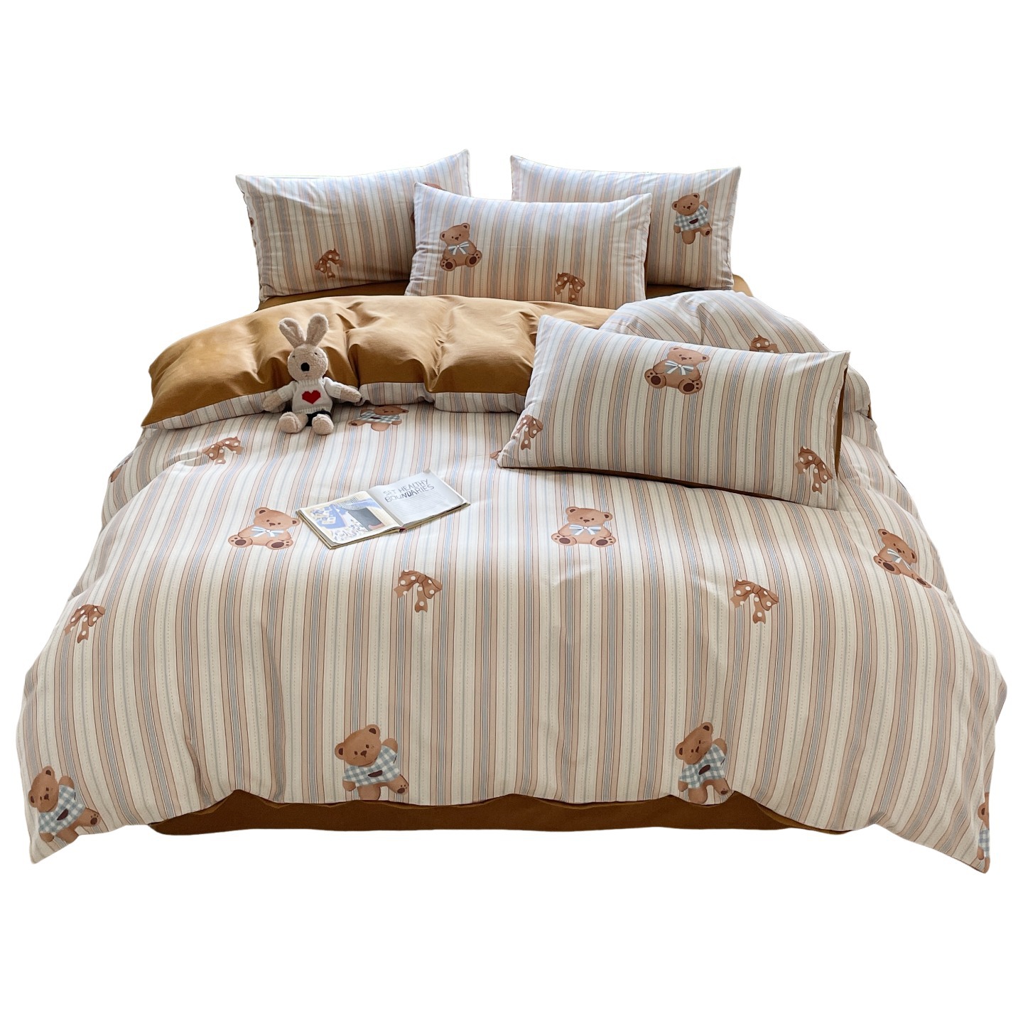 Cuatro piezas de ropa de cama de algodón, cubierta de edredón de invierno, sábanas de lana gruesa y molida, dormitorio de tres piezas