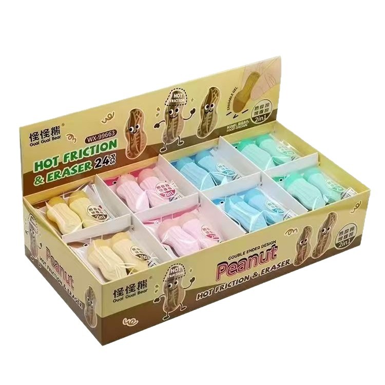 Maní sensible al calor borracha de doble propósito fricción caliente borrable lápiz de goma oso extraño estudiantes alrededor de la tienda