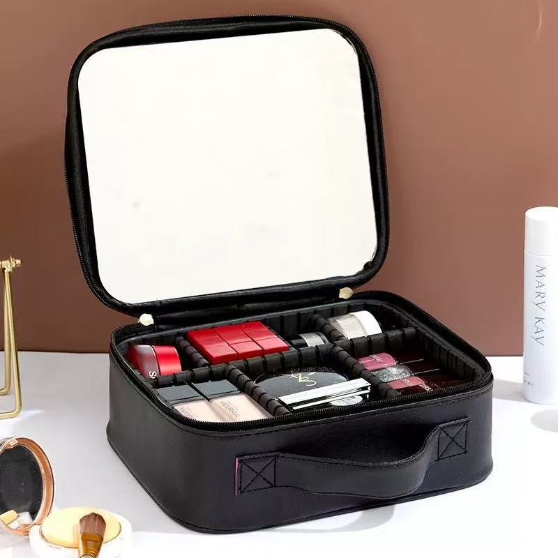 Espejo bolsa de almacenamiento portátil caja de almacenamiento de cosméticos caja de maquillaje simple portátil estilo coreano bolsa de viaje para mujeres multifuncional