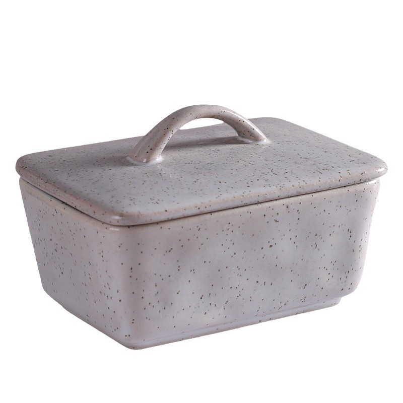 Nuevo tipo transfronterizo ins caja de mantequilla caja de queso cerámica con cubierta plato de mantequilla sellado rectangular comercio exterior cerámica personalizada