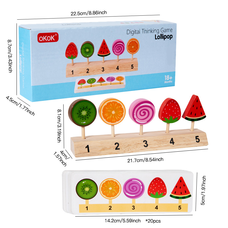 Juguetes de madera para niños para jugar a la casa, piruletas, helado, palitos de helado, pensamiento lógico, juego entre padres e hijos, regalo interactivo image 8