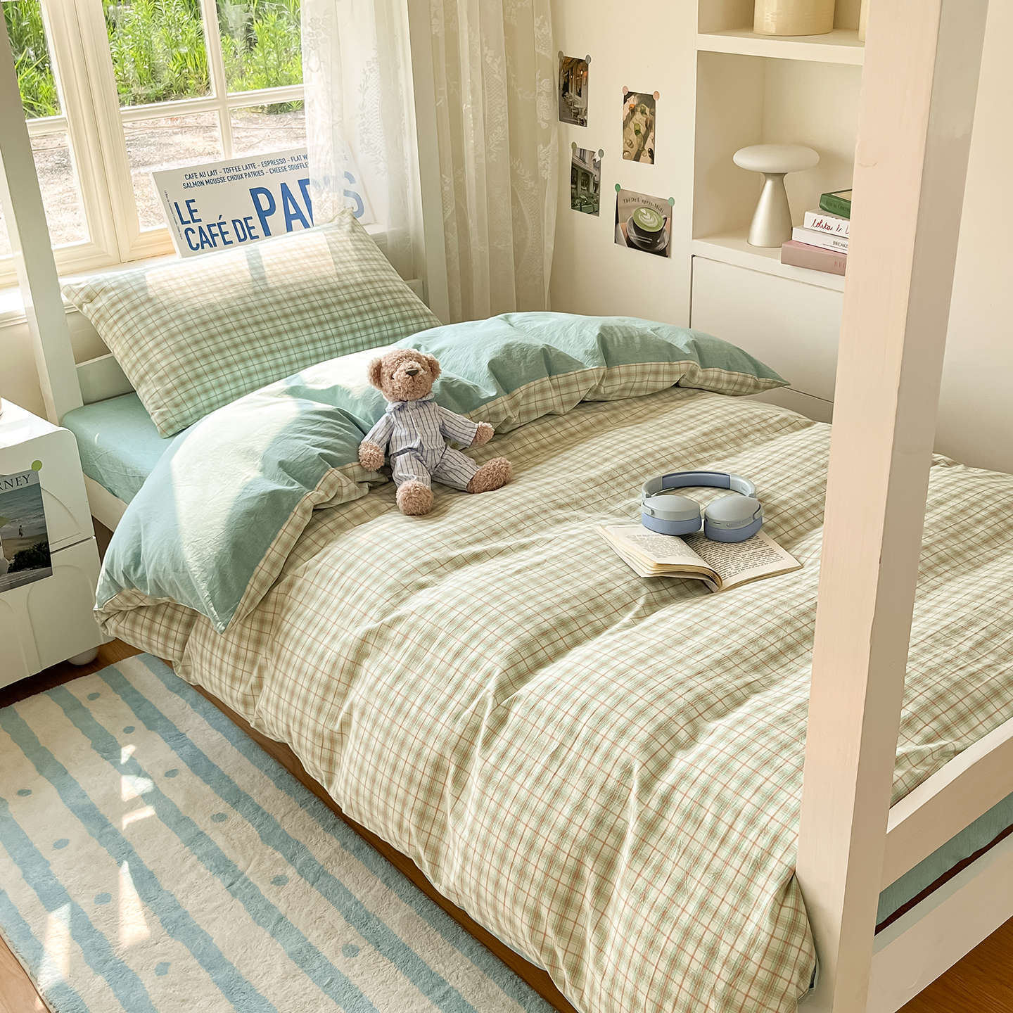 Ropa de cama de tres piezas de cama de dormitorio de algodón puro 1,5 m cama de algodón para estudiantes solteros cubierta de edredón 2025 nuevo estilo