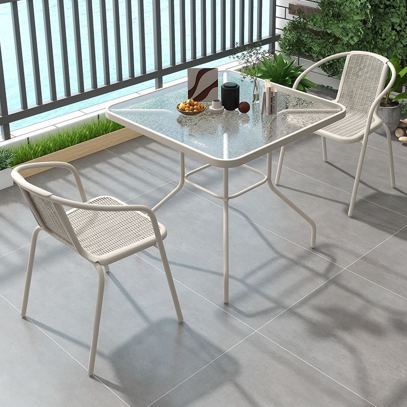 Salón de té de leche, silla de ocio, mesa y silla combinada de hierro forjado al aire libre, patio al aire libre, mesa de comedor de balcón