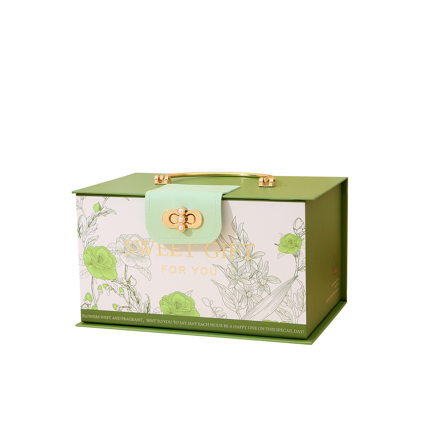 Caja de dulces para boda, caja de regalo de alta gama para damas de honor, caja de embalaje portátil de cuero de lujo ligero con tapa abatible para boda en el jardín de rosas