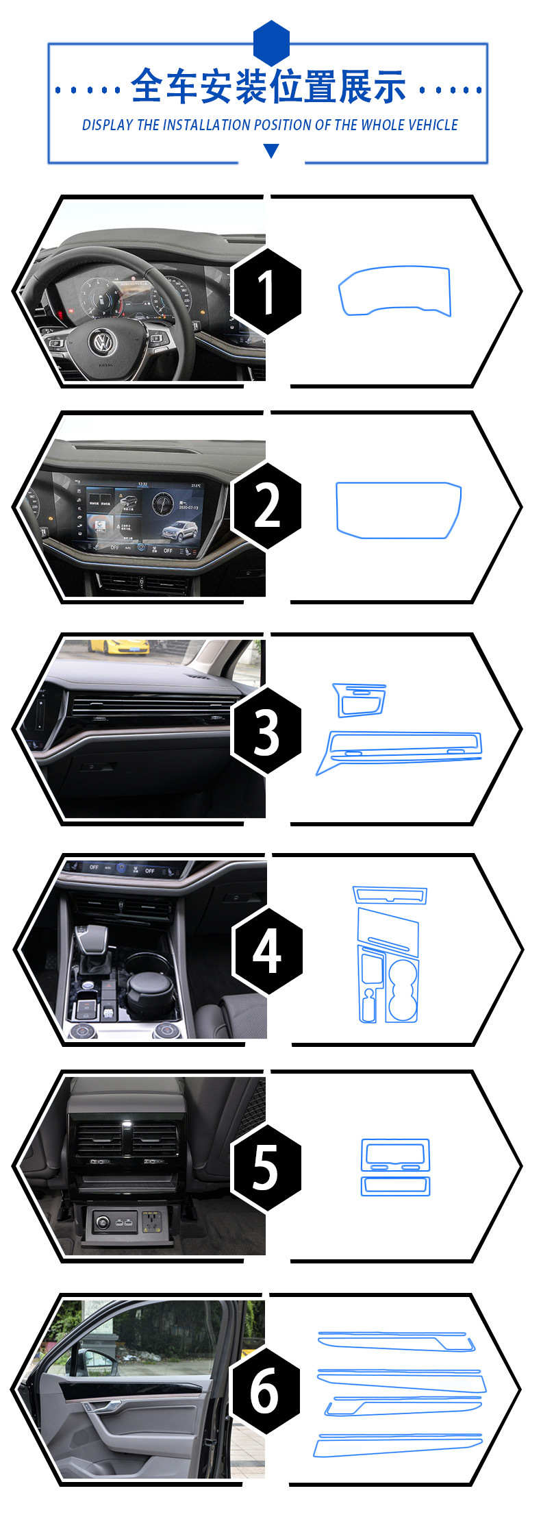 Suitable for the New Volkswagen Touareg Interior Protective Film Central Control Instrument Navigation Gear Film Screen Car Decoration Supplies