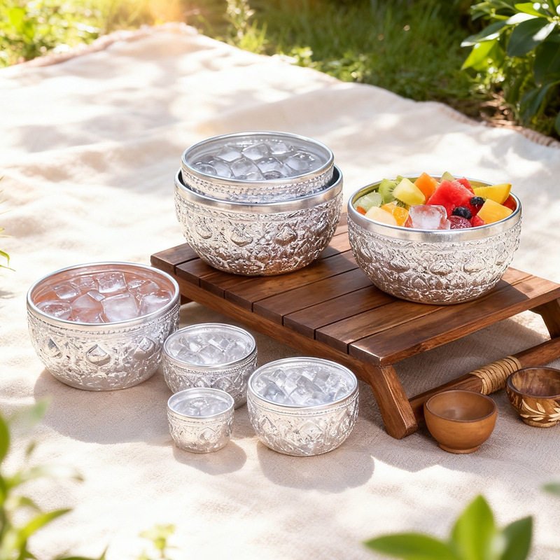 Household Embossed Tin Bowl, Retro Water Cup, Thai Creative Handmade High-Purity Tin Cup, Wine Jug, Food-Specific Bowl