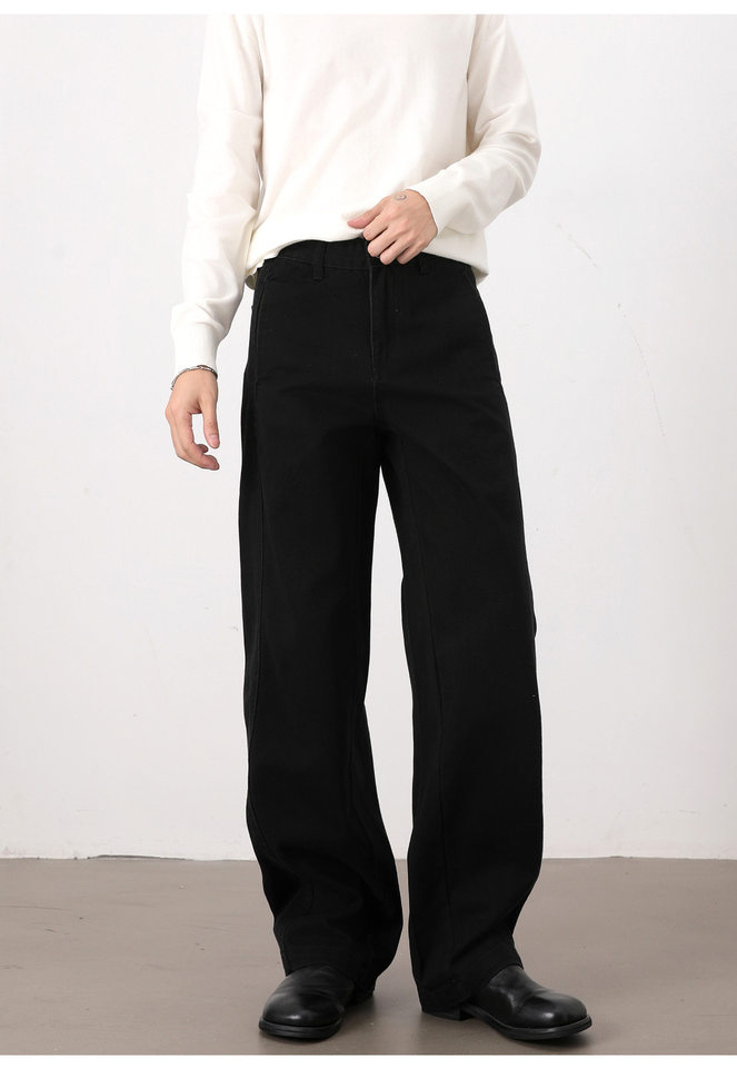 Quần jeans nam ống đứng dáng rộng phong cách Mỹ retro cơ bản — Màu be, Màu kaki, Màu nâu cà phê, màu đen chi tiết 14