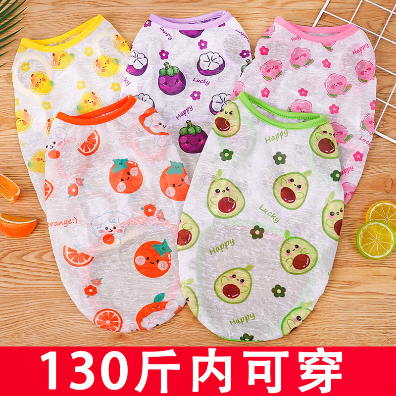 Big Dog Pet Spring and Summer Vest Dustproof Clothes Cat Dog Clothes Supplies Cartoon Fruit Teddy Koki Golden Hair