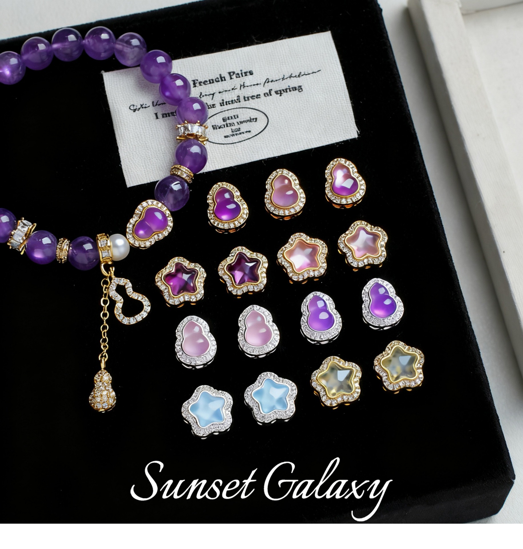 High Color Retention Real Gold Plated Zirconium Five-Pointed Star Gourd Spacer Crystal Handmade DIY Material Beaded Bracelet Accessories