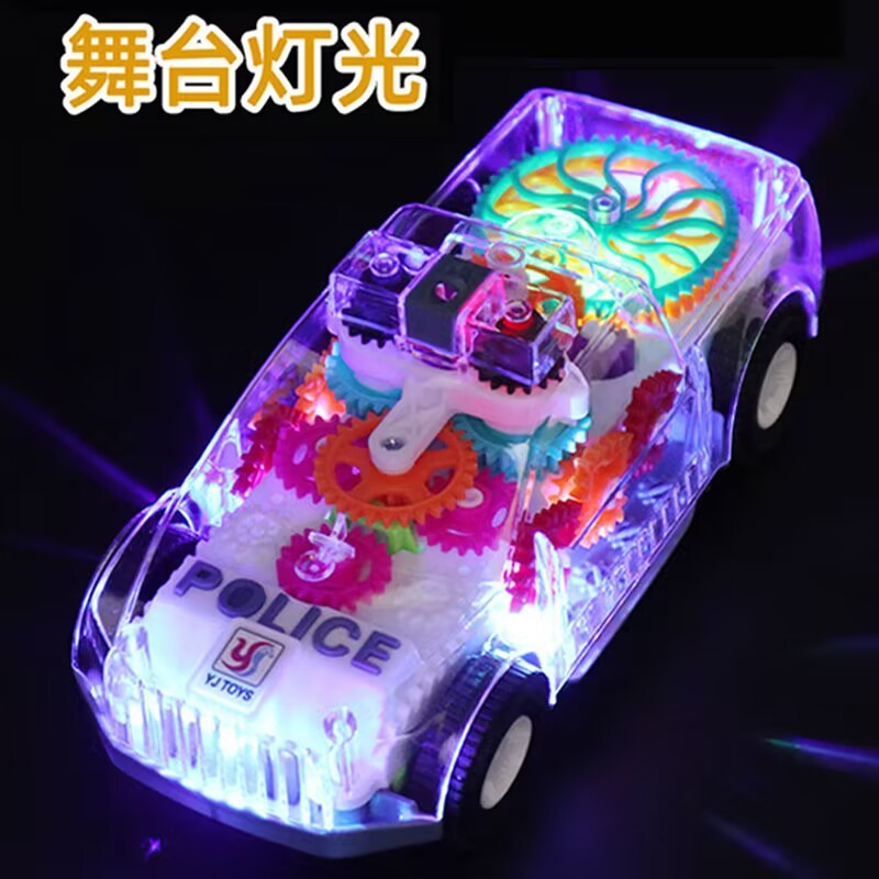 新型電動万能透明歯車パトカー自慢照明音楽玩具警察車露店卸売り|undefined