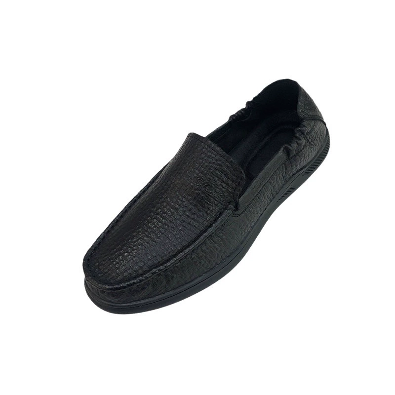 Top layer cowhide soft sole soft surface beanie shoes 2025 new black foot cover business casual loafer shoes