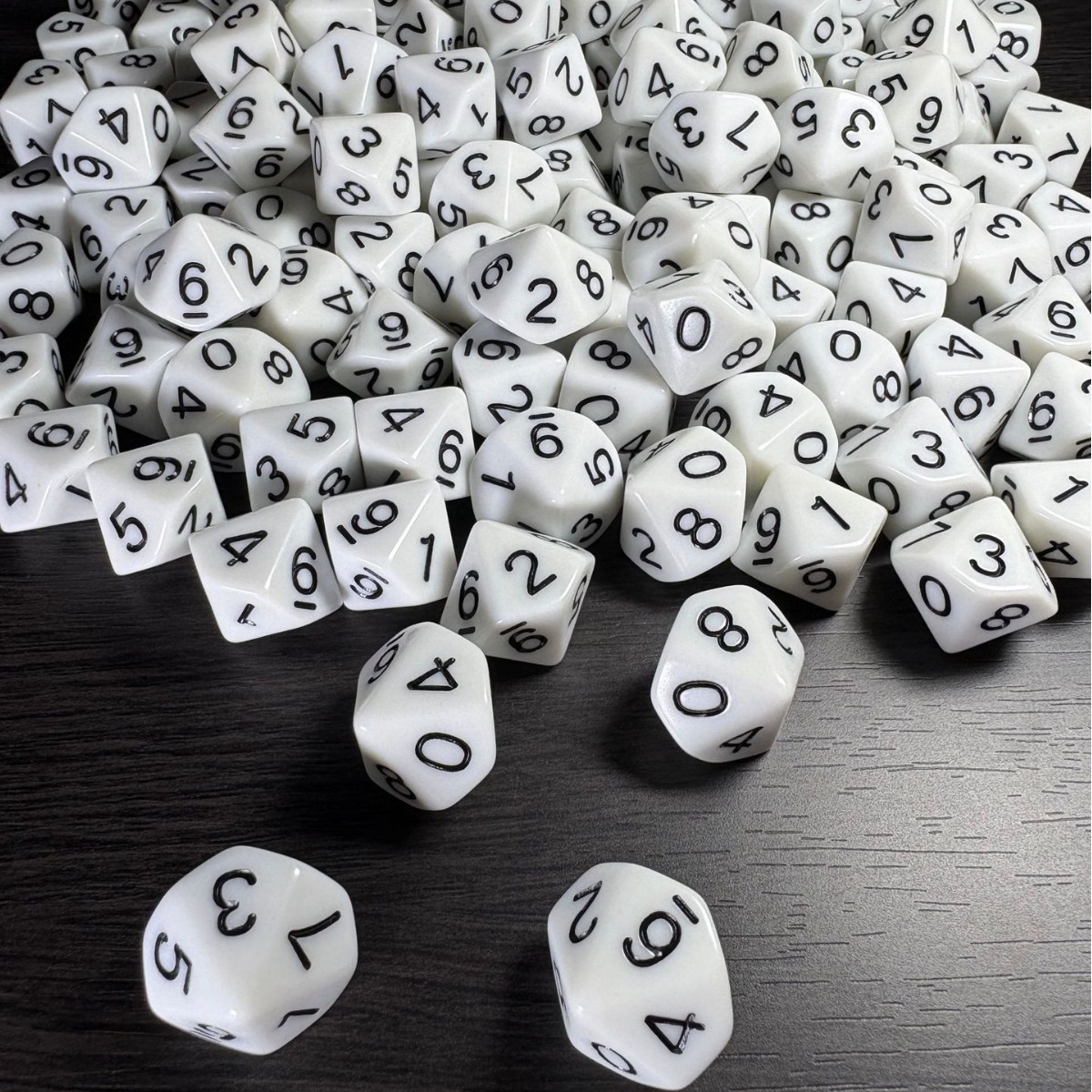 10-Sided 0-9 White with Black Numbers D10 Tabletop Game Polyhedral Acrylic Math Teaching Dice Number Dice