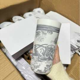 D家丛林虎保温杯灰色动物礼物礼品伴手礼创意保温杯全套包装