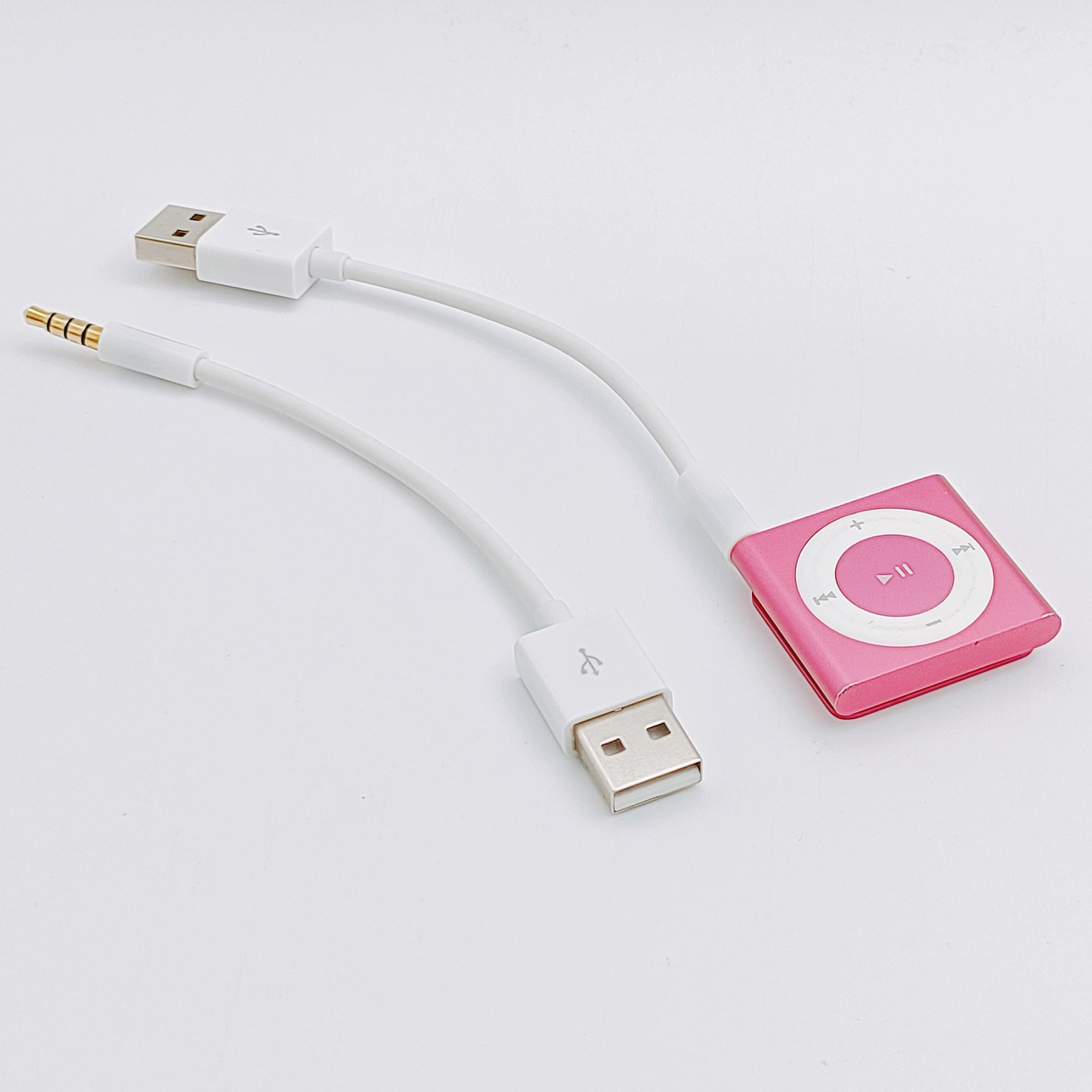 Charging & data cable for iPod shuffle (compatible 3–7), clip connector, 10 cm, black or white