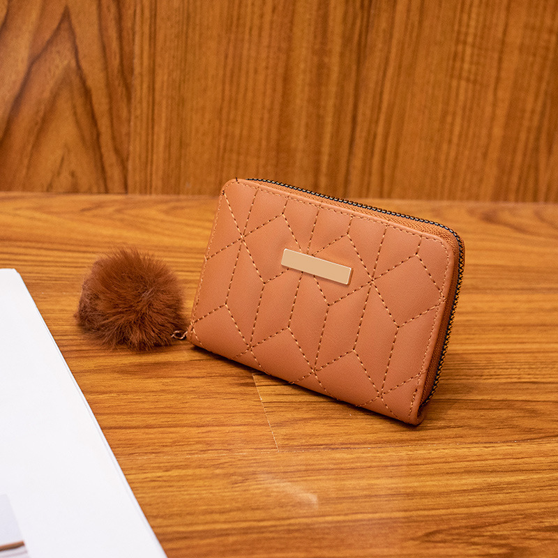 2023 nueva mujer billetera corta multi-tarjeta coreana bolsa de mano con cremallera bolsas de peluche de diamante cambio bolsa de mujer al por mayor