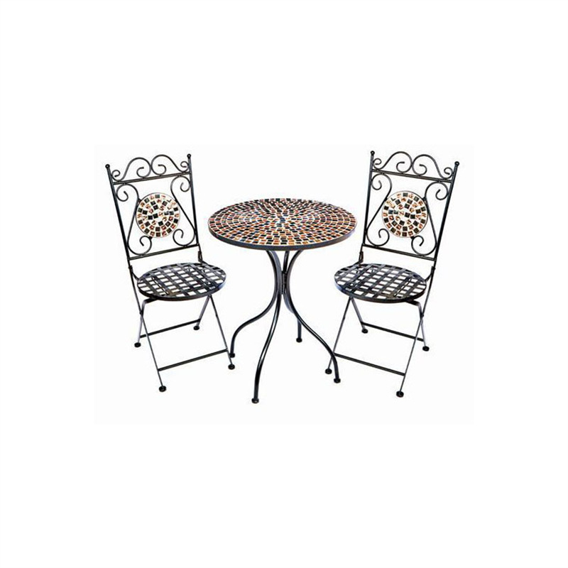 Popular Mosaic Wrought Iron Table and Chairs/Acrylic Bead Inlay, Suitable for Garden, Courtyard, and Bistro Leisure Popular Mosaic Wrought Iron Table and Chairs/Acrylic Bead Inlay, Suitable for Garden, Courtyard, and Bistro Leisure