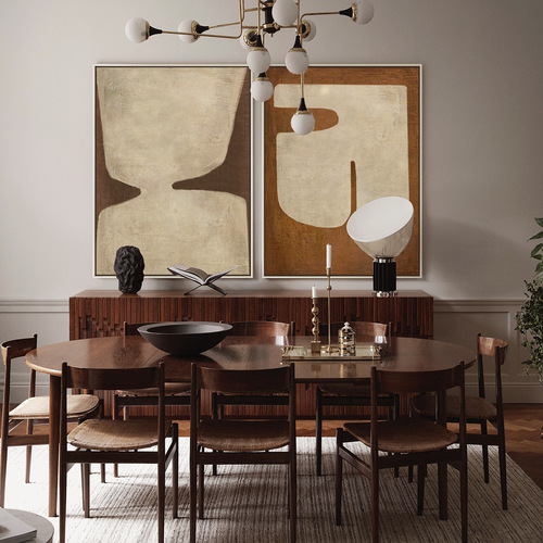 Minimalist abstract living room decoration painting dining sofa background wall entrance hanging art Japanese original wood style model room mural