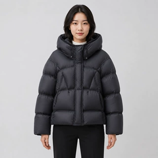 平湖驰新90绒冬新款韩版加厚连帽短款时尚小个子泡芙羽绒服女外套
