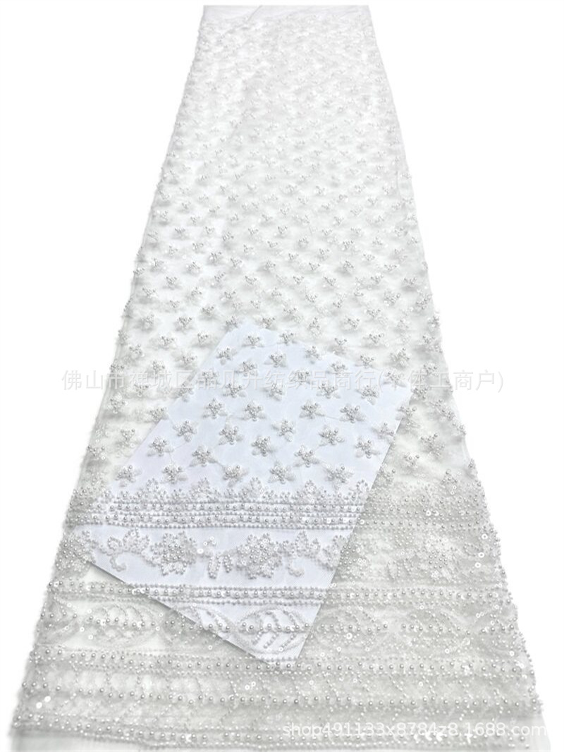 Moda vestido de noche especial bordado tela de perlas de sequilla tela de flor de fabricación directa de ropa de gama alta