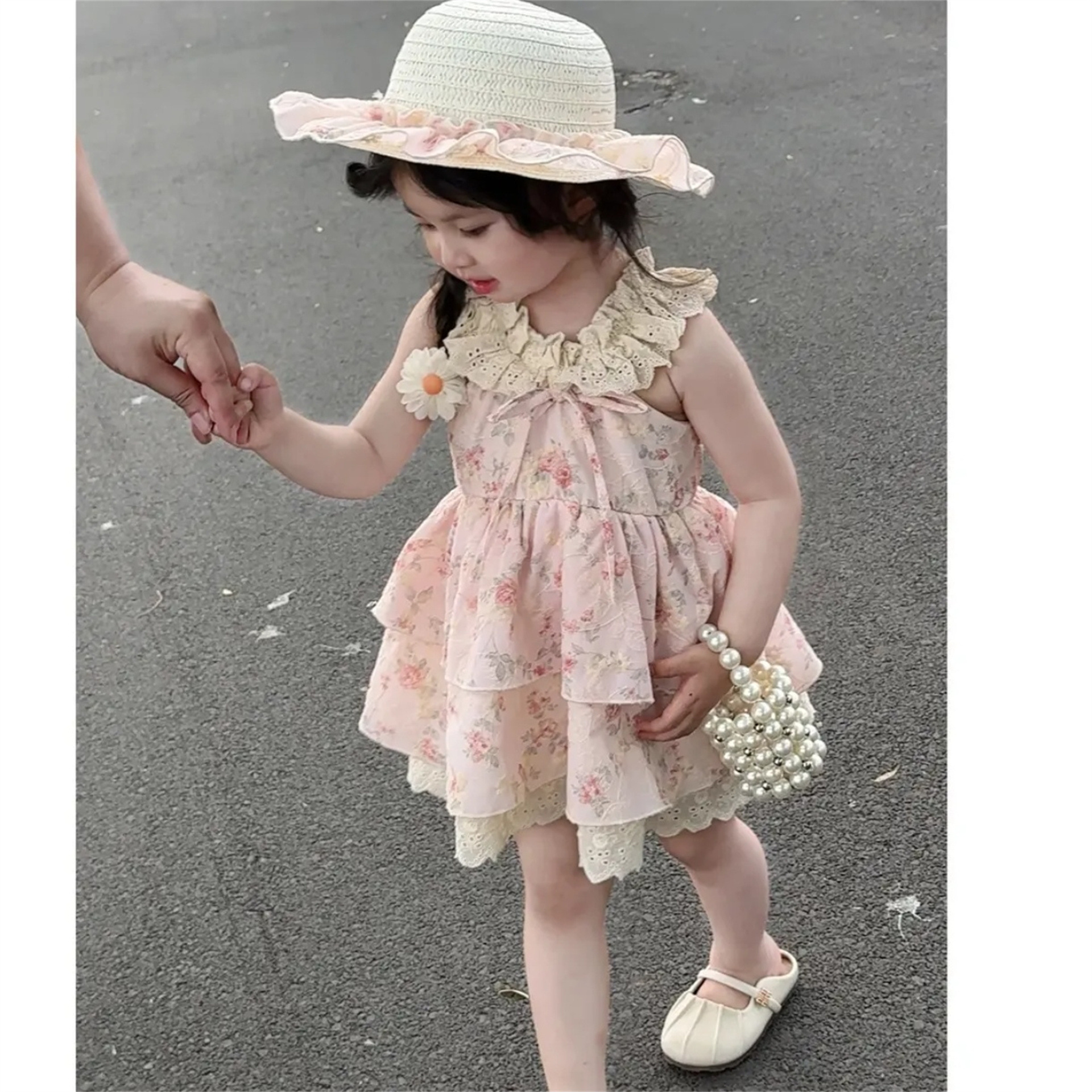 [Xianning Seven] Vestido floral de manga voladora dulce francés suave para niñas, cintura, princesa delgada, nuevo estilo de verano