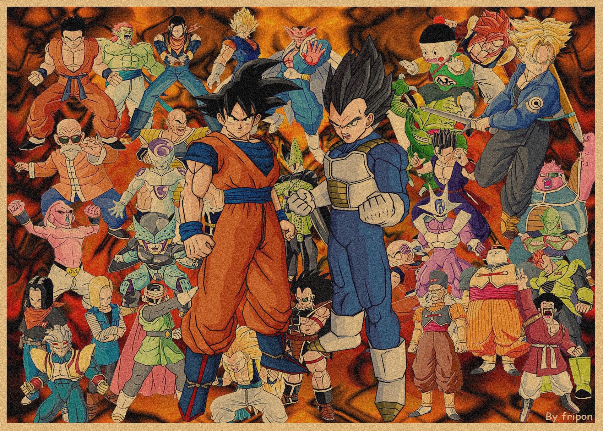 日本式アニメ七龍珠アラレ復古クラフト紙ポスター鳥山明装飾画孫悟空壁画316