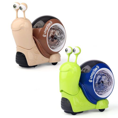 Cross-border induction projection snail hermit crab electric universal escape nodding colorful light children's toy car gift