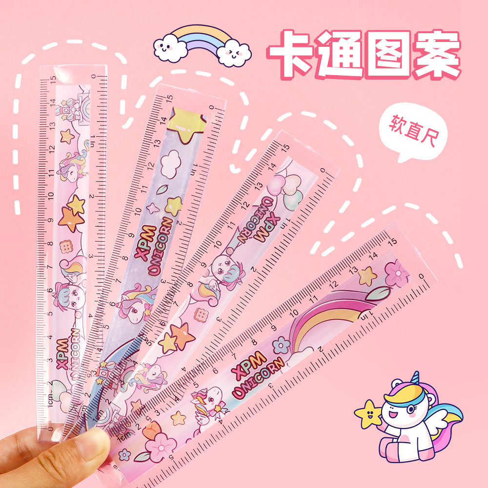 Regla recta de dibujos animados para niños de alto valor facial creativo de dibujo multifuncional de medición de aprendizaje de escala de papelería