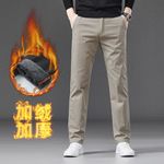 2025秋冬新款男士纯棉休闲裤加绒保暖高级感直筒宽松弹力舒适长裤