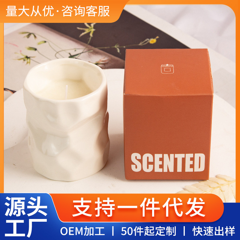 Aromatherapy Candle Ceramic Cup Home Handmade DIY Small Ornaments Table Souvenir Aromatherapy Candle Fragrance