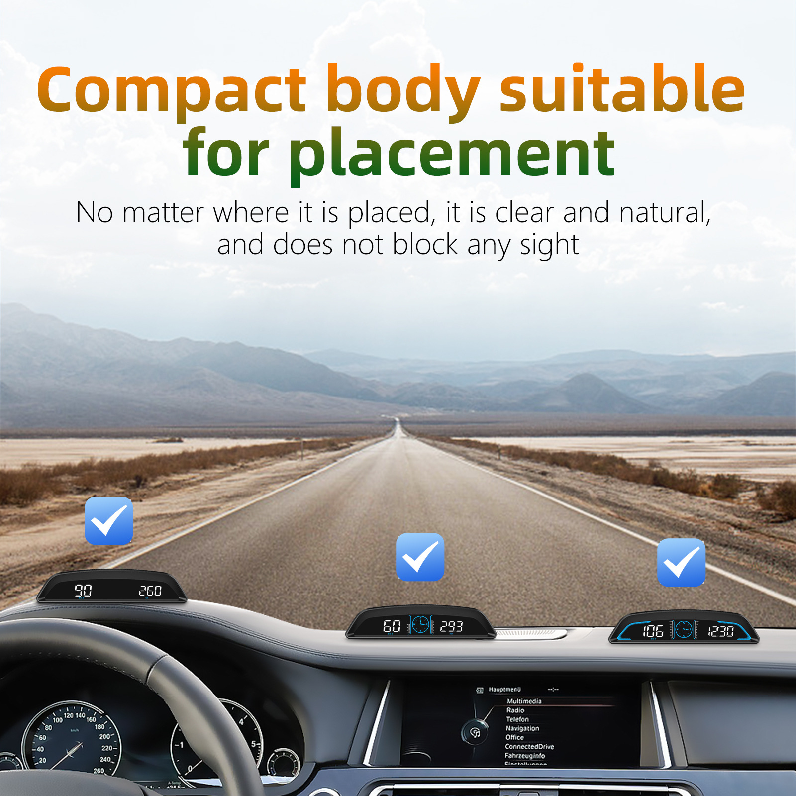 Hud Head-Up Display Gps Universal Head-Up Display High-Definition Hud Speedometer Warning Device Exclusively for Cross-Border Sales