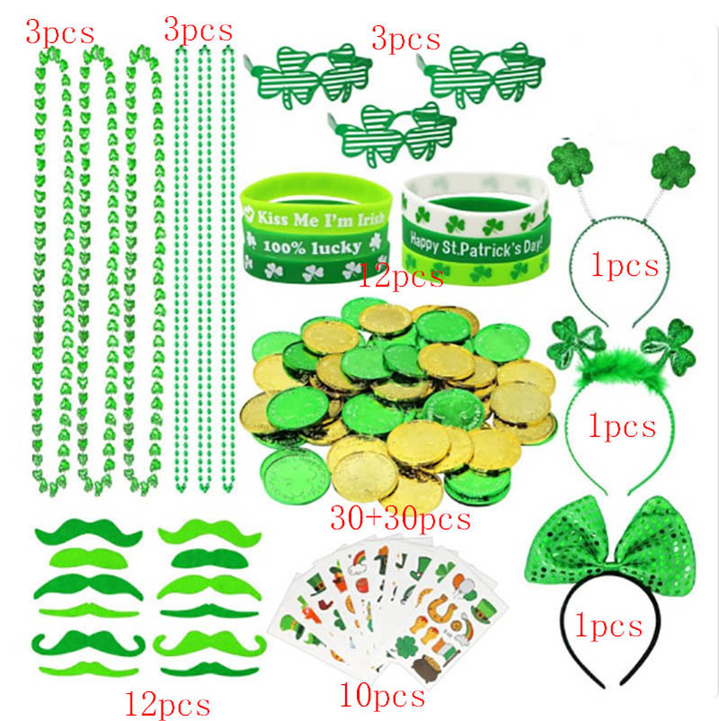 In stock Irish shoulder strap green blinds glasses St. Patrick's Day badge tattoo stickers Clover In stock Irish shoulder strap green blinds glasses St. Patrick's Day badge tattoo stickers Clover