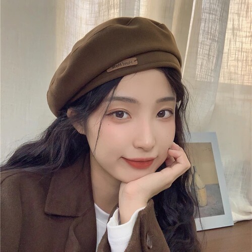 Autumn/Winter New Arrival Woolen Beret Fashion British Style Artist Hat Retro Versatile Face-Smaller Bumblebee Hat for Men and Women