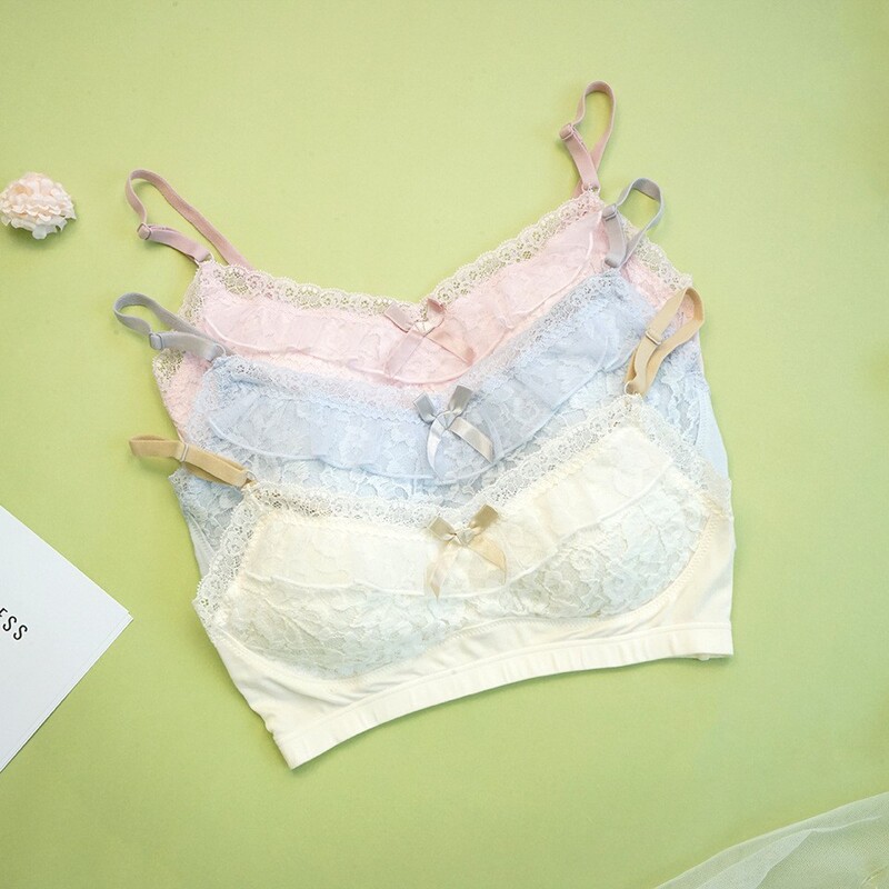 Japanese-Style Strapless Bra, Thin and Sexy Lace-Edged, Wireless, Push-Up, Anti-Exposure, Side-Gathering Bra for Women