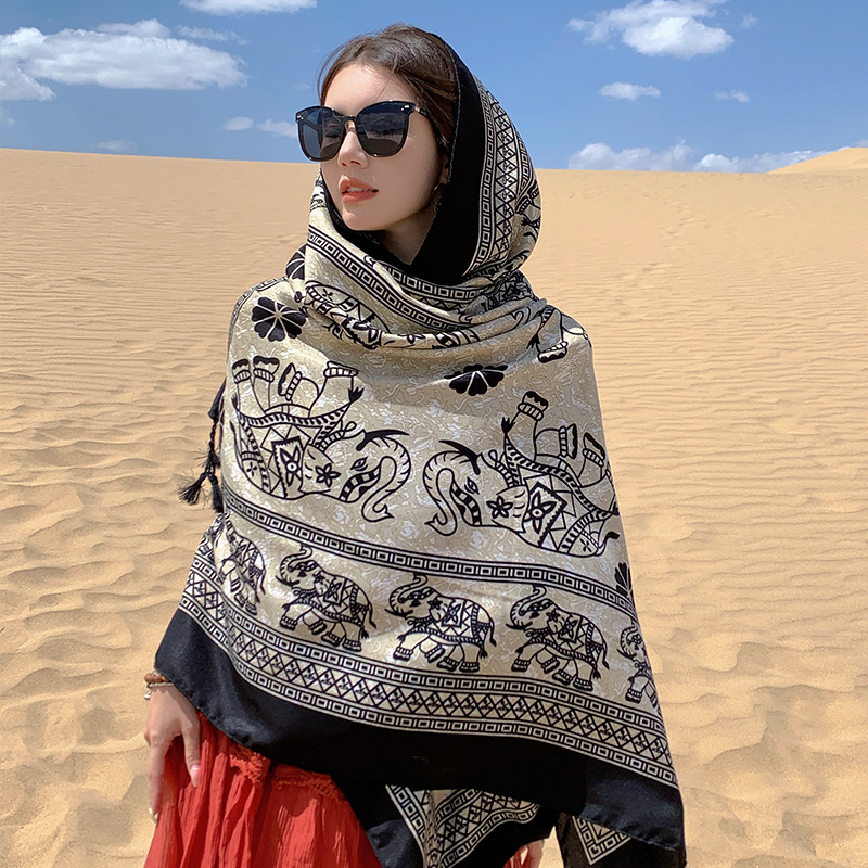 Women's Casual Ethnic Style Elephant Cotton And Linen Shawl display picture 7