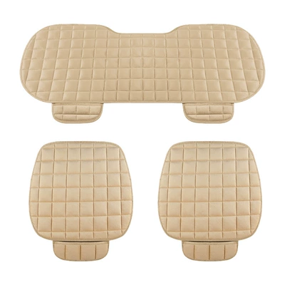 and Passenger Short Plush Rear — Seat cushion, seat cover - beige-three-piece-set-universal