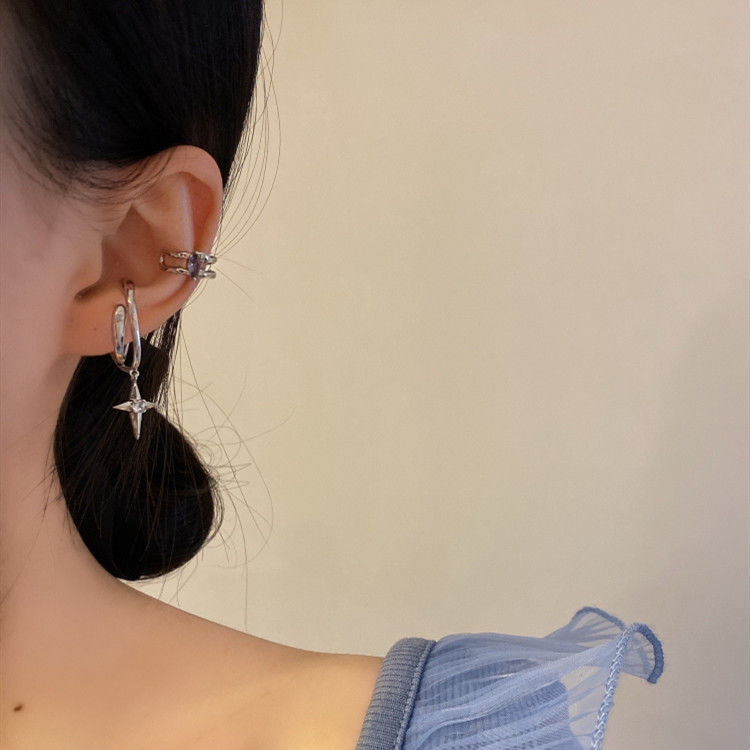 Estilo europeo y Americano fresco clip de hueso del oído personalizado simple clip de oreja hembra No perforado INS nicho de diseño sentido alto sentido pendientes