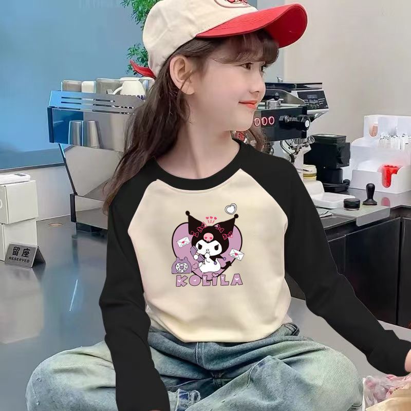 女童时尚长袖双面拼色德绒中大童保暖内搭上衣2025秋冬款潮打底衫|undefined