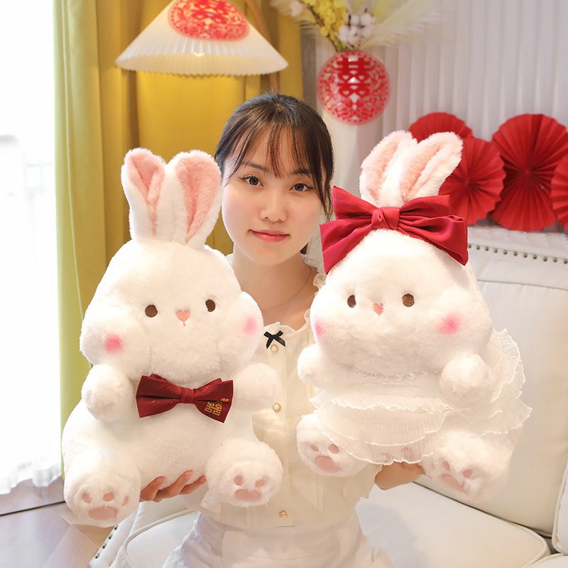 A Pair of High-End New Wedding Gifts, Wedding Dolls, Wedding Pillows, Dolls, Wedding Room Decorations on the Bed