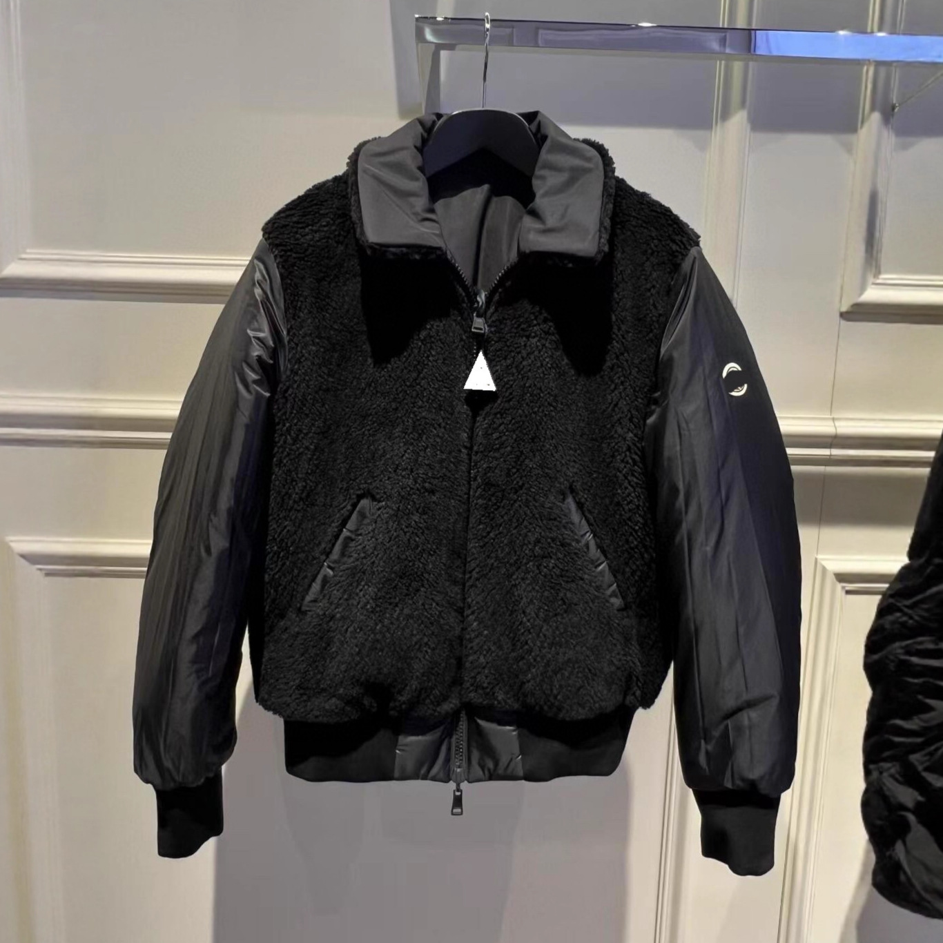 M-跨境潮牌25FW高版本男女同款泰迪绒90绒双面穿飞行员夹克羽绒服